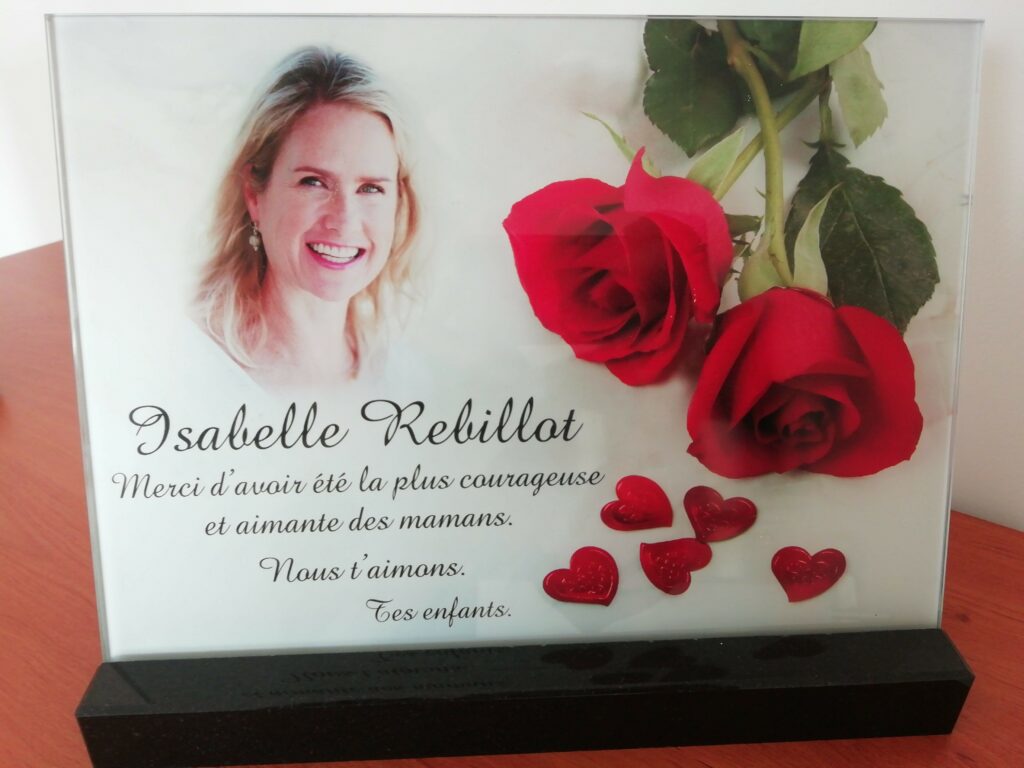 plaque personnalisee Isabelle Rebillot